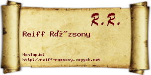 Reiff Rázsony névjegykártya